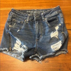 American Eagle Outfitters Women's Ripped Blue Jean Shorts